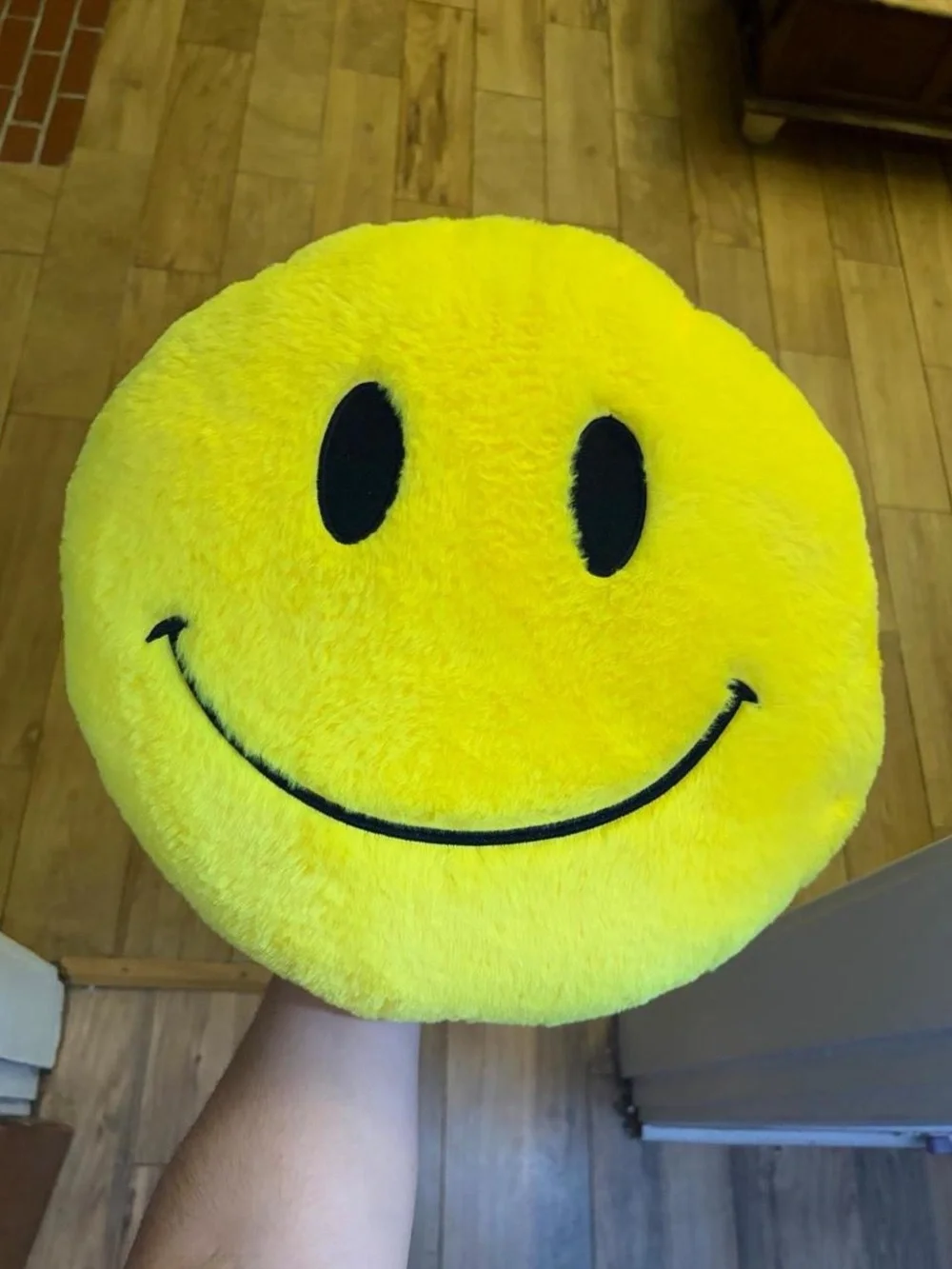 Smiley Face Plush Pillow - Bright Yellow